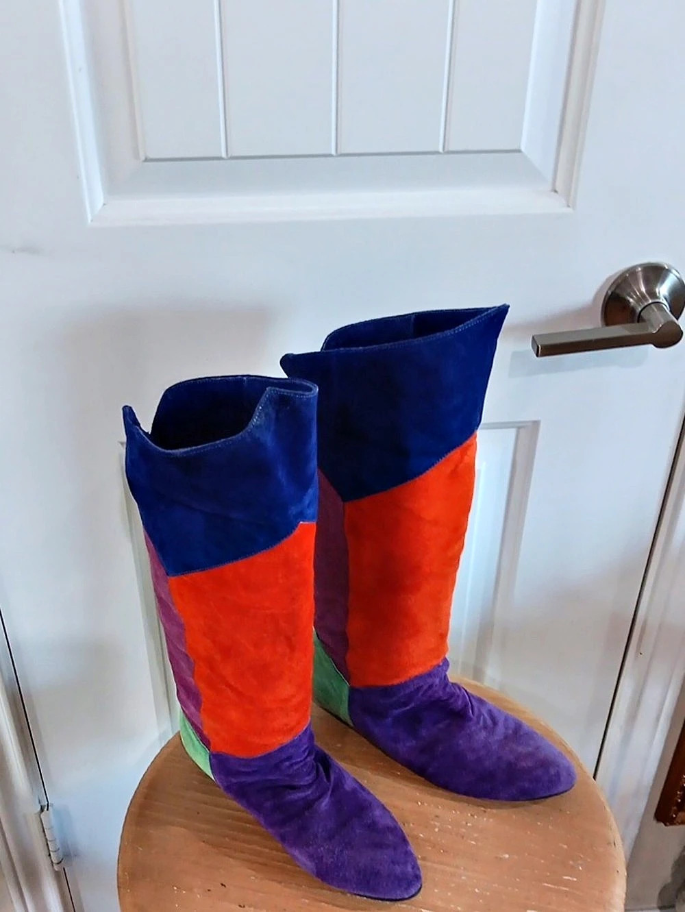 Y2K PASSPORTS Vintage 1980s Suede Patchwork Colorblock Boots 6.5